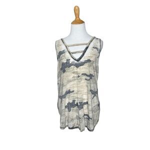 Express One Eleven Burnout Sheer Camo Sleeveless Shirt Top Size Medium Womens